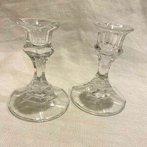 Vintage clear glass candlesticks - simple